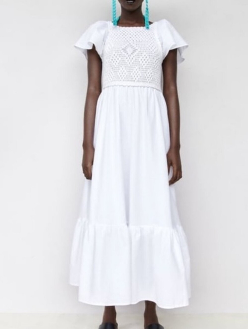 Zara White Smocked Backless Maxi Dress Size L